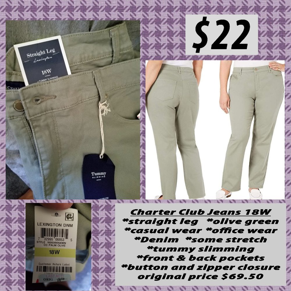 Charter Club Jeans Olive Green 18W
